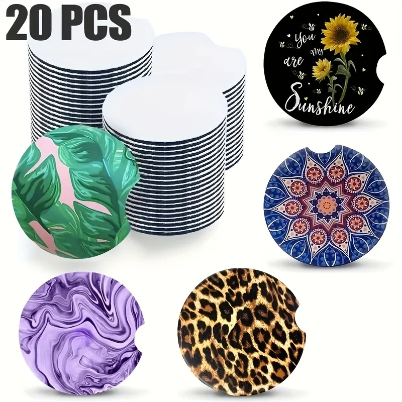 20pcs Sublimated Blank Car Coa - огляд і ціна Coaster Sublimation Blank