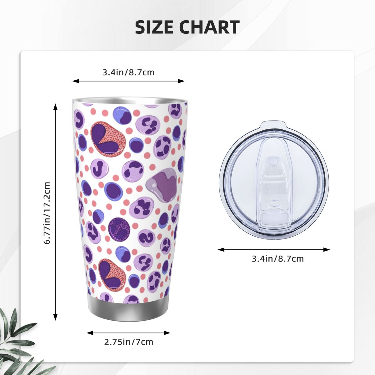Large White Blood Cell Pattern - огляд і ціна Tumbler 20Oz White