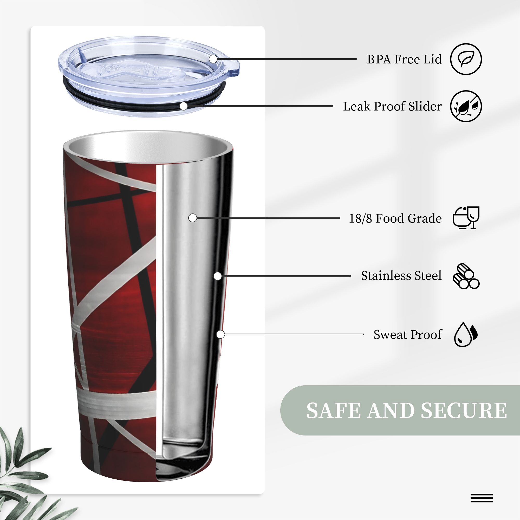 V-Van Halens Red Black White T - огляд і ціна Tumbler 20Oz White